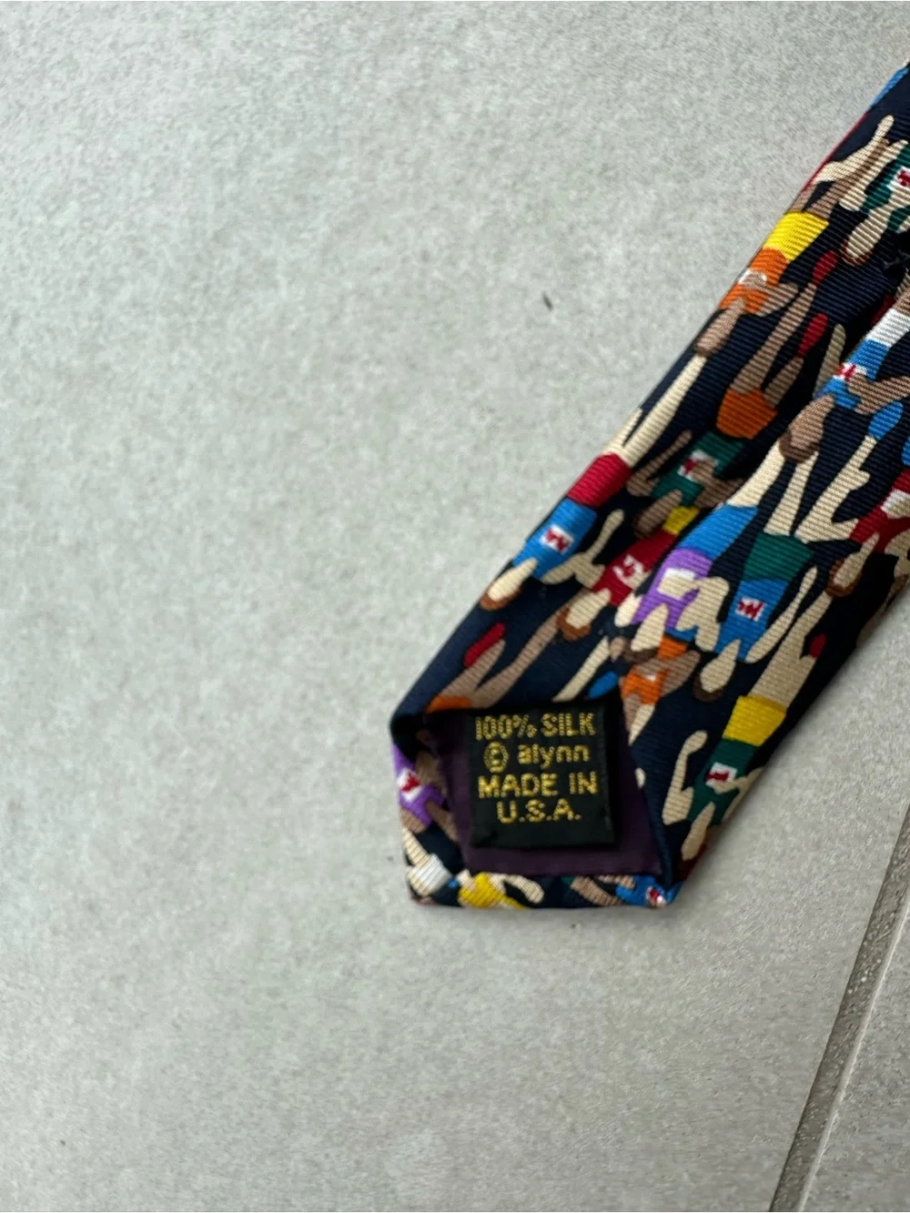 Navy Novelty Pattern Men's Tie - Multicolor Crowd Print